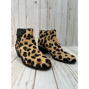 Cole Han Joanna Genuine Calf Hair Leopard Booties Size 7.5